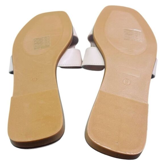 Cream H-Cutout Faux Leather Slide Sandals - Picture 5 of 7